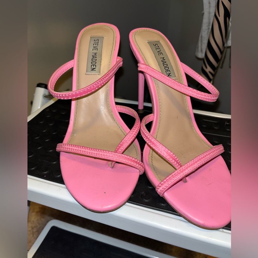 Pink strappy heels